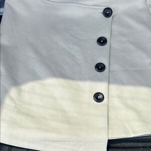 Pink Lily Cream and Gray Asymmetrical Pencil Skirt